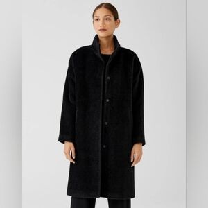 Eileen Fisher Sheared Suri Alpaca Stand Collar Coat